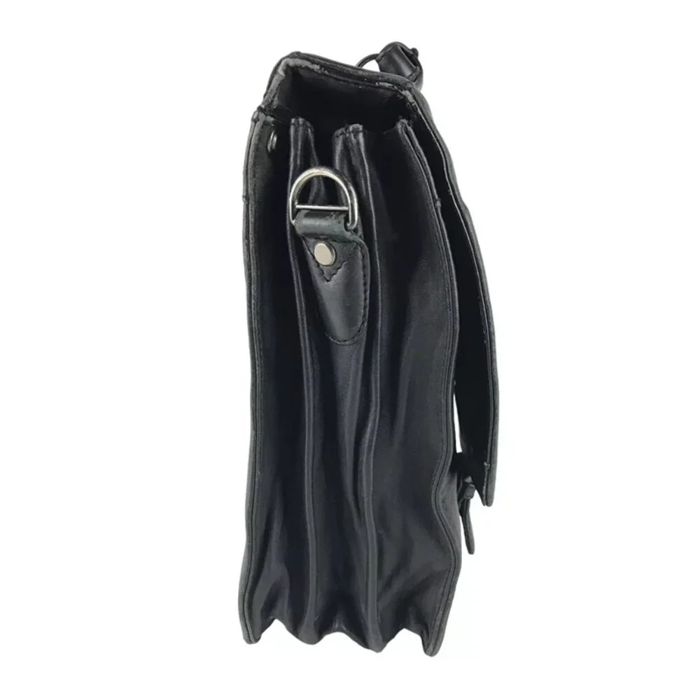 Kenneth Cole Briefcase/Document Case Unisex Black‎ Leather Pockets Top Handle